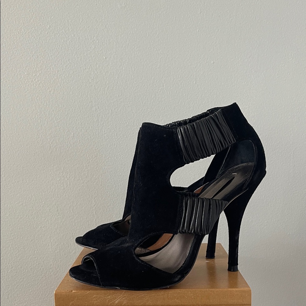 BCBGMaxAzria Black Peep-Toe Heels